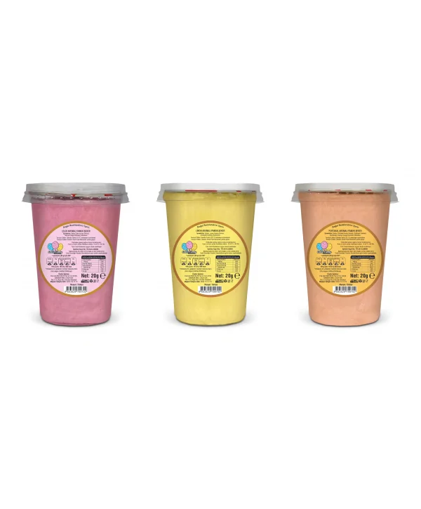 ÇİLEK, LİMON, PORTAKAL AROMALI 3LÜ GURME PAMUK ŞEKERLER