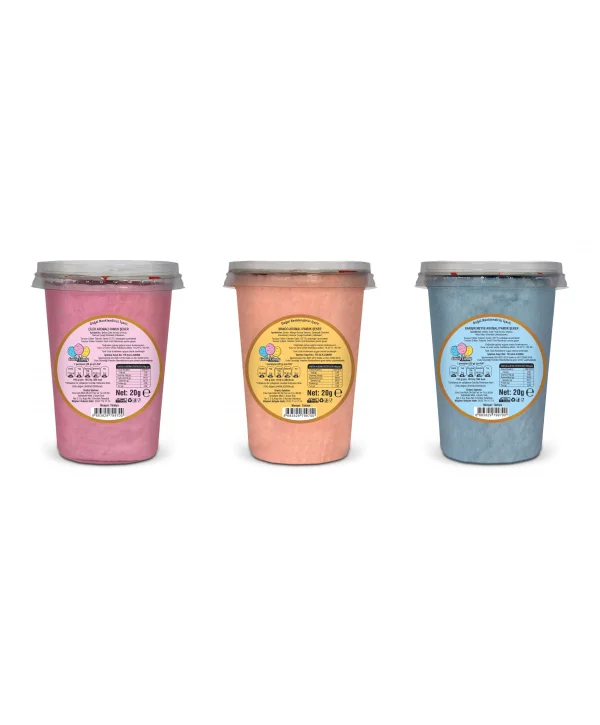 ÇİLEK, MANGO, TUTTİ FRUTTİ AROMALI 3LÜ GURME PAMUK ŞEKERLER