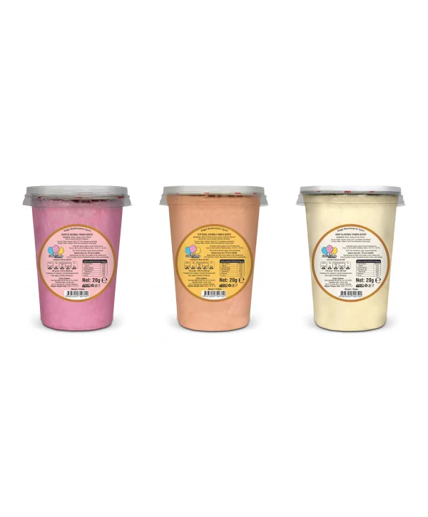 KARPUZ, PORTAKAL, VANİLYA AROMALI 3LÜ GURME PAMUK ŞEKERLER