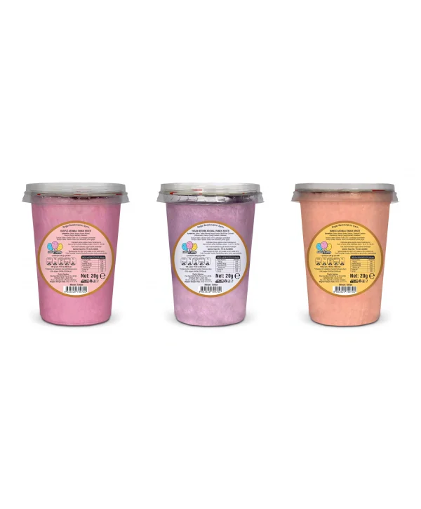 KARPUZ, YABANMERSİNİ, MANGO AROMALI 3LÜ GURME PAMUK ŞEKERLER