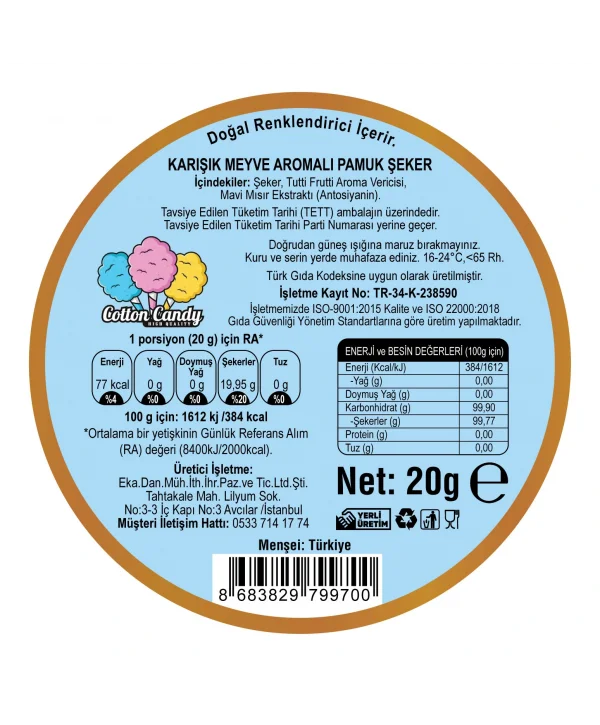 TUTTİ FRUTTİ AROMALI GURME PAMUK ŞEKER