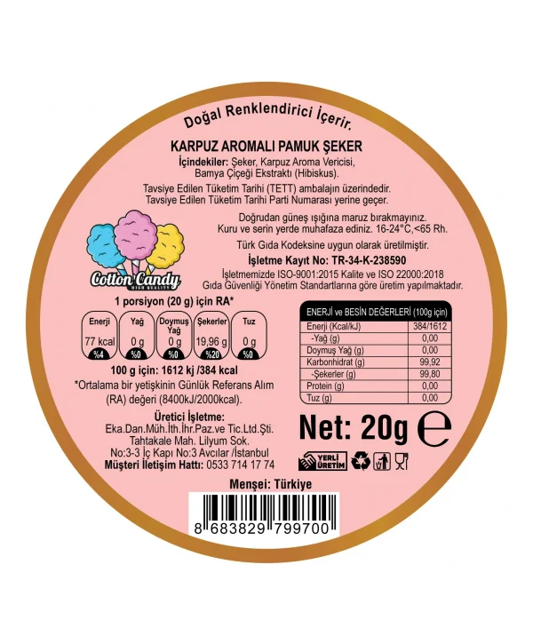 KARPUZ AROMALI 12Lİ GURME PAMUK ŞEKERLER