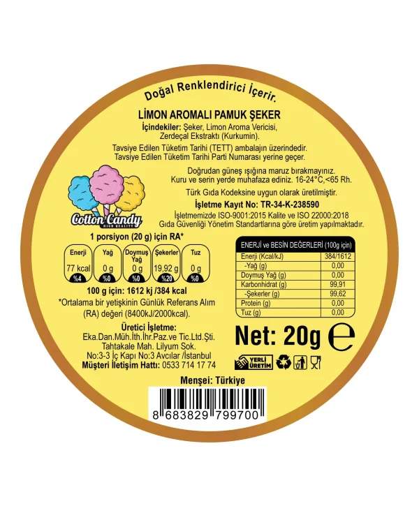 KARPUZ, LİMON, MANGO AROMALI 3LÜ GURME PAMUK ŞEKERLER