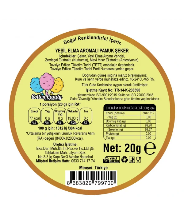 MANGO, ELMA, VANİLYA AROMALI 3LÜ GURME PAMUK ŞEKERLER