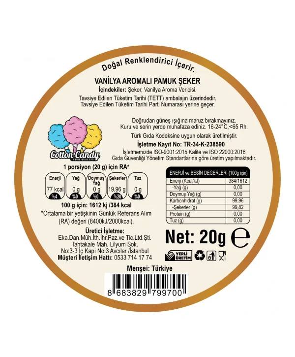 VANİLYA AROMALI 3LÜ GURME PAMUK ŞEKERLER