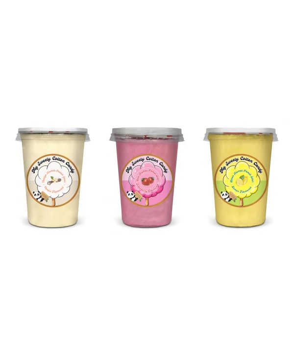 VANİLYA, ÇİLEK, LİMON AROMALI 3LÜ GURME PAMUK ŞEKERLER