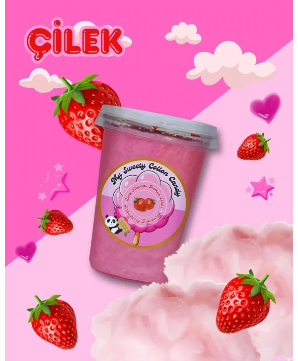 VANİLYA, ÇİLEK, LİMON AROMALI 3LÜ GURME PAMUK ŞEKERLER