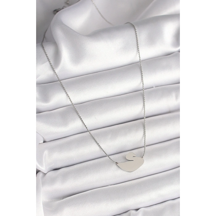 316L Çelik Gümüş Renk Zincir Kuğu Model Kadın Kolye