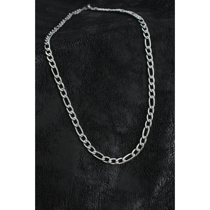 316L Çelik Kalın Figaro Zincir Model Gümüş Renk Erkek Kolye