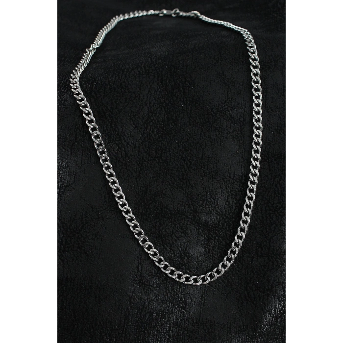 316L Çelik Klasik Zincir Model Gümüş Renk Erkek Kolye