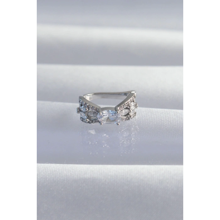 Pirinç Gümüş Renk Zirkon Taş Kaplama Earcuff Küpe