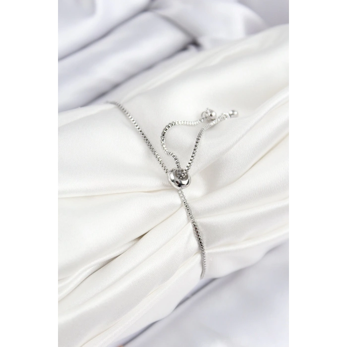 Pirinç Zirkon Taşlı Su Yolu Model Gümüş Renk Asansörlü Kadın Bileklik