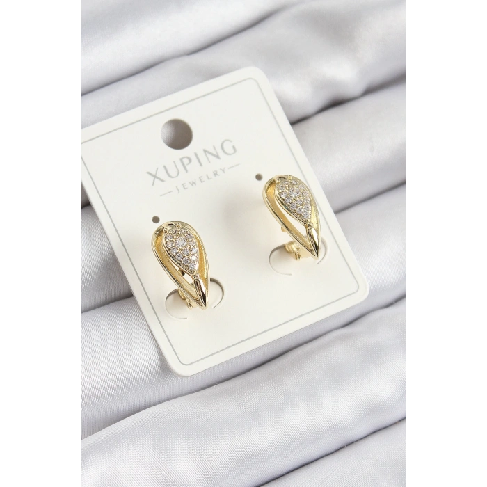 Xuping Zirkon Taşlı Damla Model Gold Renk Kadın Küpe