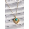 316L Çelik Gold Renk Zincir Mavi Boncuk Güneş Model Kadın Kolye