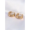 316L Çelik Gold Renk Zirkon Taşlı Minimal Model Halka Küpe