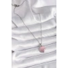 316L Çelik Gümüş Renk Daire Pembe Sedefli Model Kadın Kolye
