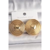 Pirinç Gold Renk Kalp İşlemeli Daire Plaka Model Kadın Küpe