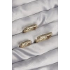Pirinç Gold Renk Renkli Zirkon Taşlı Kare Model Küpe Seti