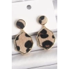 Pirinç Gold Renk Sallantı Leopar Desen Plaka Model Kadın Küpe