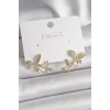 Pirinç Gold Renk Zirkon Taşlı Kelebek Model Kadın Küpe