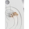 Pirinç Gold Renk Zirkon Taşlı Yaprak Model Kadın Kıkırdak Küpe