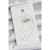 Pirinç Gold Renk Zirkon Taşlı Yaprak Model Kadın Kıkırdak Küpe