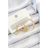 Pirinç Zirkon Taşlı Yıldız Ve Halka Model Gold Renk 3lü Çift Kadın Küpe Set