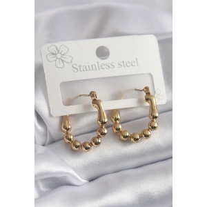 316L Çelik Gold Renk Topçuk Halka Model Kadın Küpe