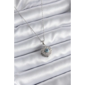 316L Çelik Gold Renk Zirkon Taşlı Göz Model Kadın Kolye