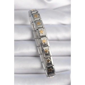 316L Çelik Gümüş Renk Gold Yıldız İşleme Nomination Charm Bileklik