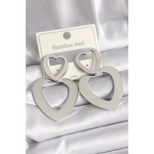 316L Çelik Gümüş Renk Kalp Model Kadın Küpe