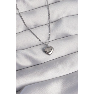 316L Çelik Gümüş Renk Kalp Model Love Kolye