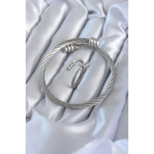 316L Çelik Gümüş Renk Sarmal Model Erkek Bileklik Yüzük Kombini