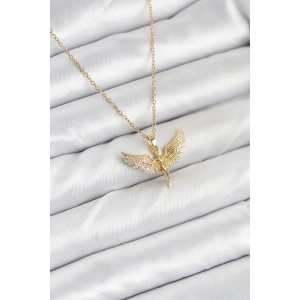 316L Çelik Zincir Gold Renk Melek Model Kadın Kolye