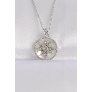 316L Çelik Zincir Gümüş Renk Oval Tasarımlı Güneş Kolye