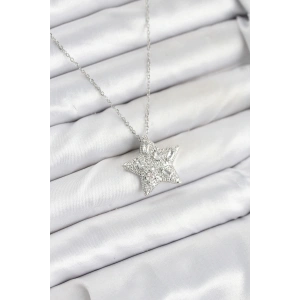 316L Çelik Zincir Gümüş Renk Yıldız Model Kadın Kolye