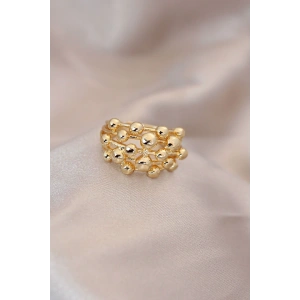 Ayarlamalı Gold Renk Metal Bombeli Boluncuk Model Yüzük