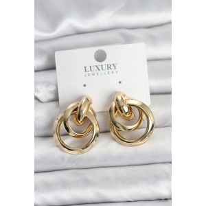 Gold Renk Halka Model Pirinç Kadın Küpe