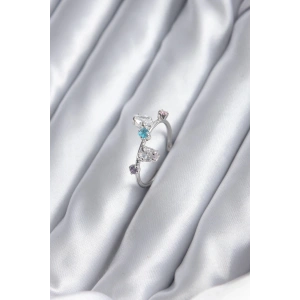 Gümüş Renk Renkli Zirkon Taşlı Kadın Yüzük