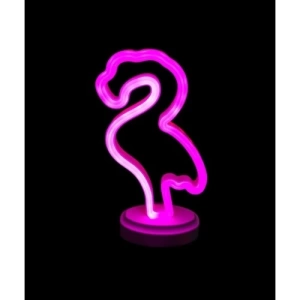 Neon Işıklı Flamingo Yazılı Masa Gece Lambası PİL+USB
