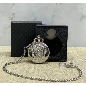 Özel Kutulu Osmanlı Devlet Arması Gümüş Köstekli Saat Alk4665