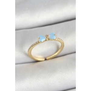 Pirinç Fiyonk Figürlü Zirkon Taşlı Gold Renk Ayarlanabilir Kadın Yüzük