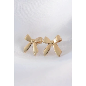 Pirinç Gold Renk Düz Plaka Fiyonk Küpe