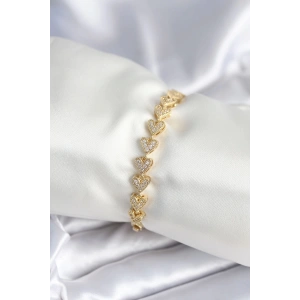 Pirinç Gold Renk Kalp Model Kadın Bileklik