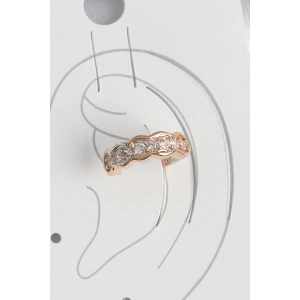 Pirinç Gold Renk Zirkon Taşlı Kadın Kıkırdak Küpe