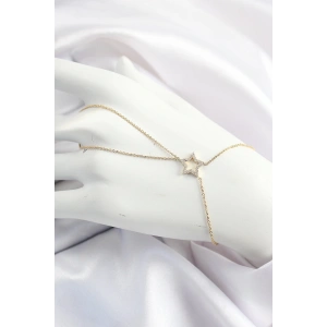 Pirinç Gold Renk Zirkon Taşlı Yıldız Model Şahmeran