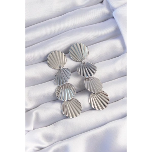Pirinç Gümüş Renk Deniz Kabuğu Model Sallantılı Küpe