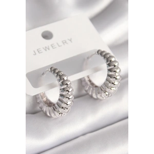 Pirinç Gümüş Renk Sarmal Halka Model Kadın Küpe