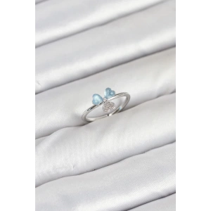 Pirinç Gümüş Renk Yonca Model Kadın Yüzük