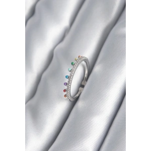 Pirinç Gümüş Renk Zirkon Taş Detay Kadın Yüzük